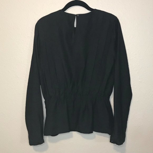 See U Soon Black Pleated Peplum Long Sleeve Blouse - Picture 5 of 9